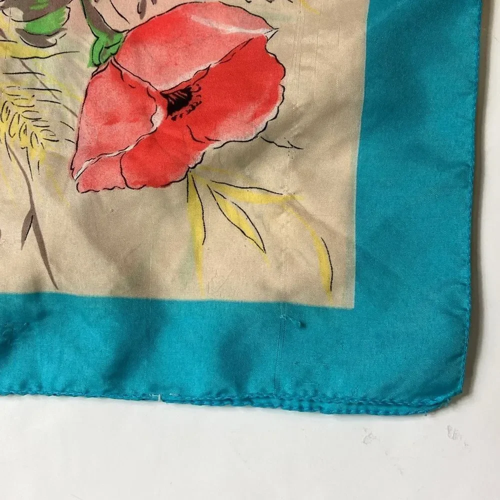 4/$30 Vintage Scarf Floral No Label Size 30”x31”